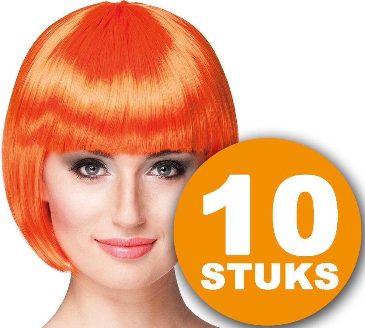Oranje Pruik | 10 stuks Oranje Feestpruik 